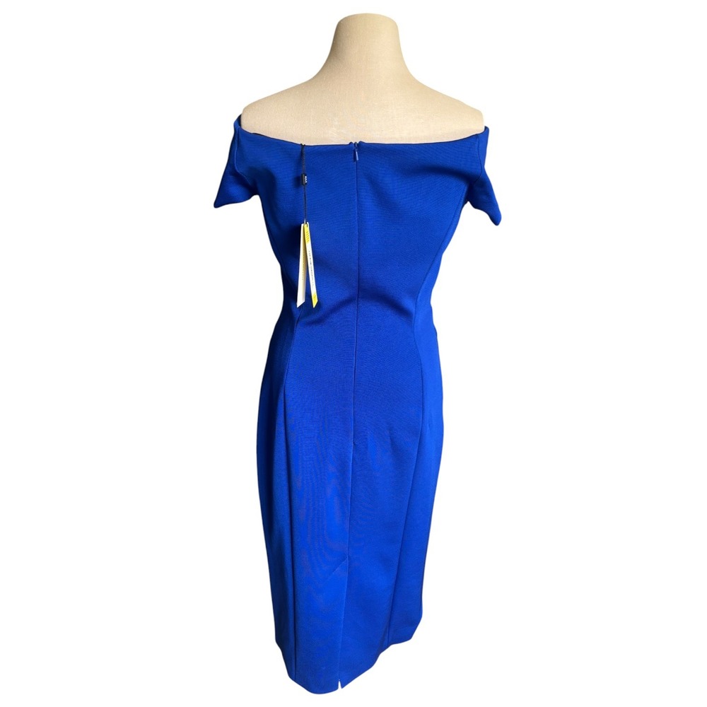 NWT Karen Millen Blue Italian Fabric Off Shoulder Pencil Midi Dress UK 12 US 8 - Picture 3 of 8